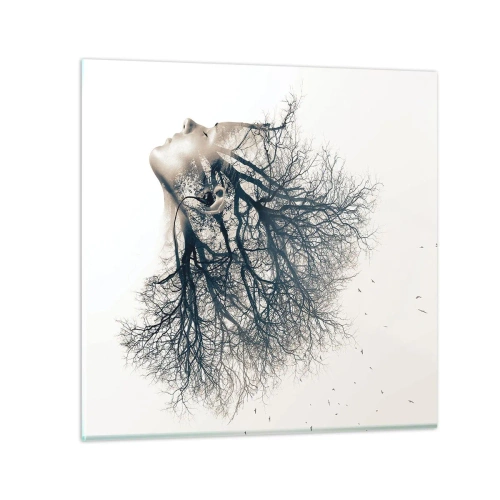Quadro su vetro - In ascolto del sussurro dell'albero - 40x40 cm