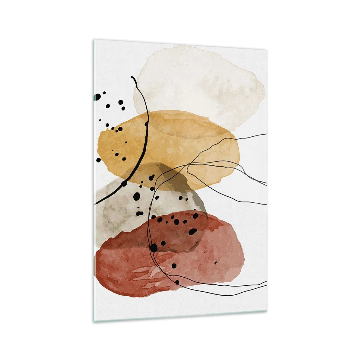 Quadro su vetro - Macchie astratte nei toni del beige, giallo e rosso - 70x100cm - Come aria leggera e trasparente - Decorazione murale moderna per soggiorno e camera da letto ARTTOR