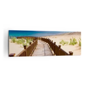 Quadro su tela - Stampe su Tela - Sentiero in legno che conduce alla spiaggia con vista sull'oceano - 160x50cm - Portami alle isole fortunate - Decorazione murale moderna per soggiorno e camera da letto ARTTOR