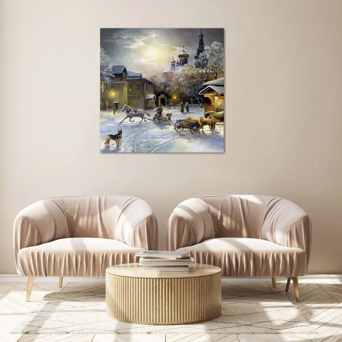 Quadro su vetro - La magia dell'inverno russo - 60x60 cm