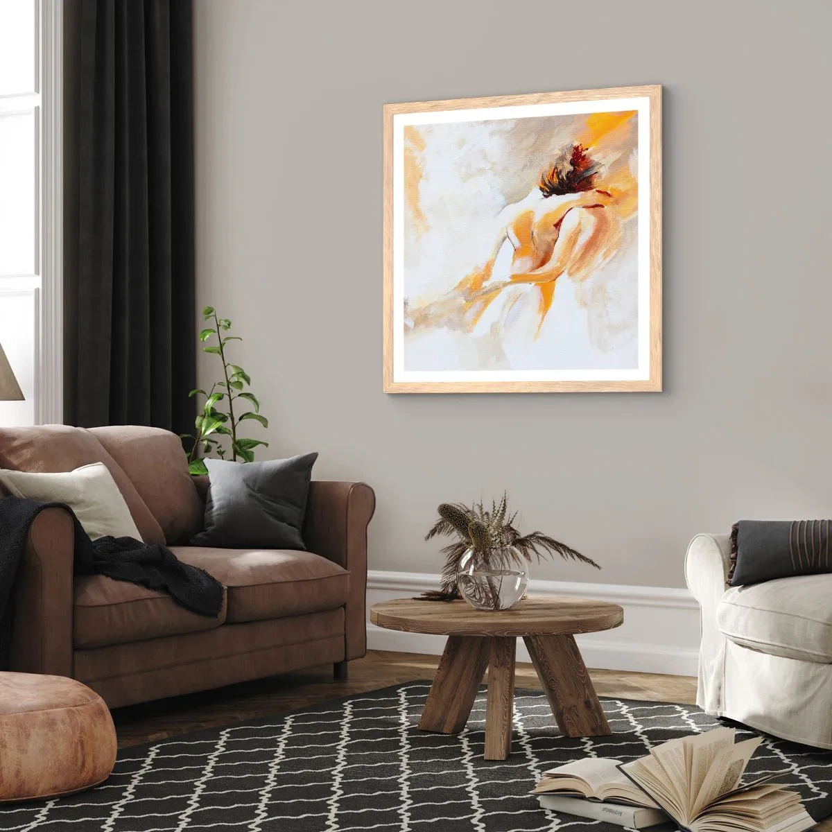 Poster in cornice rovere chiaro - Nel cielo dell'intimità - 30x30 cm