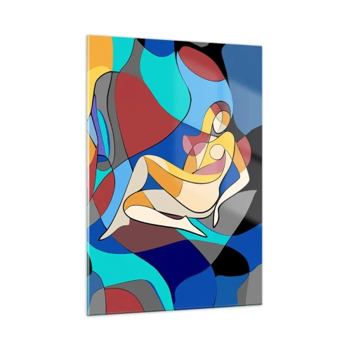 Quadro su vetro - Donna cubista in una composizione astratta - 50x70cm - Nudo cubista - Decorazione murale moderna per soggiorno e camera da letto ARTTOR