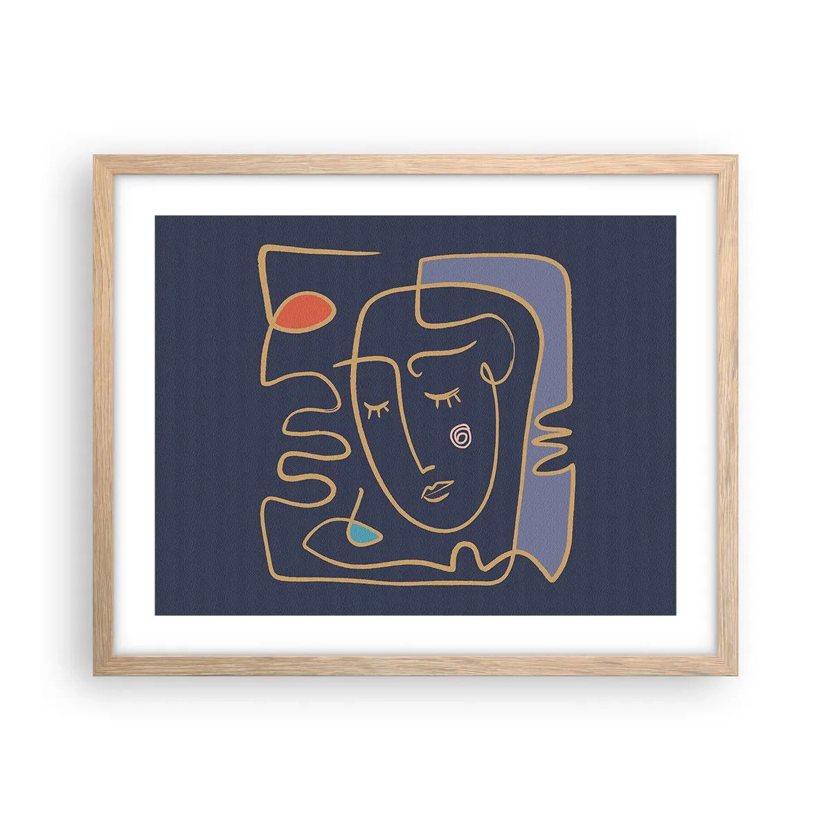 Poster in cornice rovere chiaro - Pensierosa - 50x40 cm