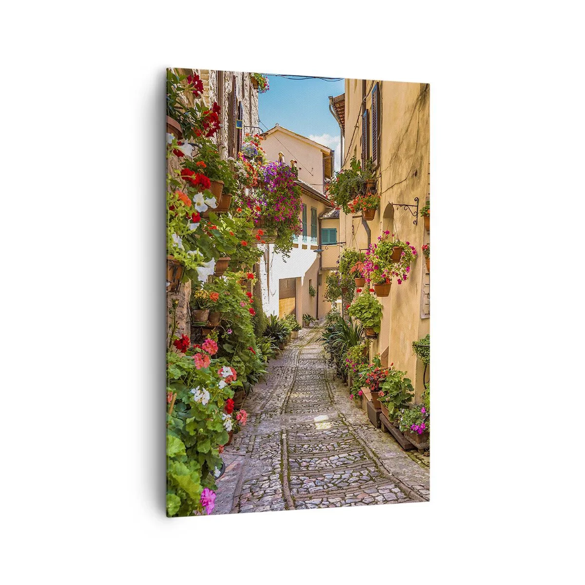 Quadro su tela - Stampe su Tela - Una strada affascinante piena di fiori e vasi di fiori - 80x120cm - Angolo italiano - Decorazione murale moderna per soggiorno e camera da letto ARTTOR