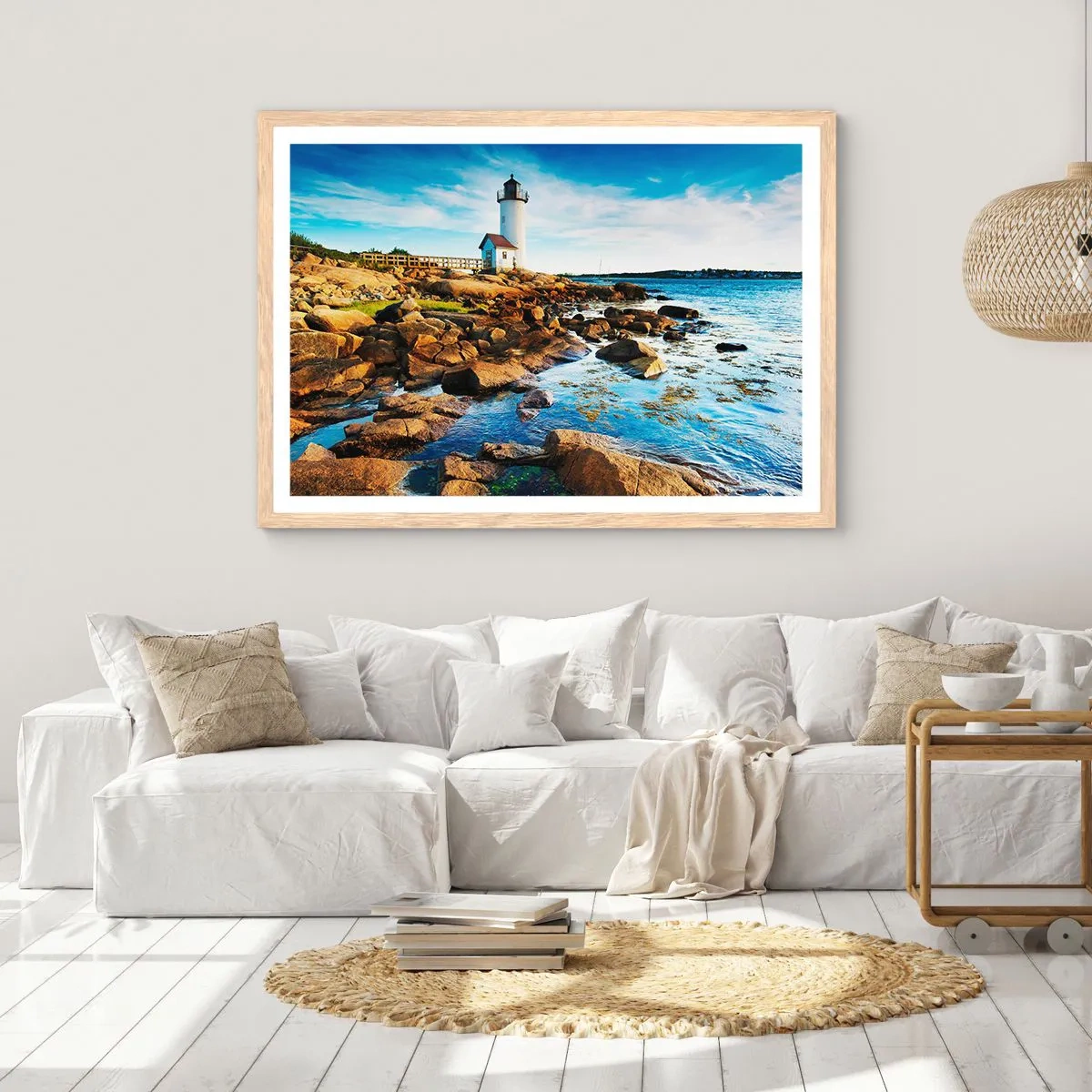 Poster in cornice rovere chiaro - Tornate sani e salvi, vi aspetto - 70x50 cm