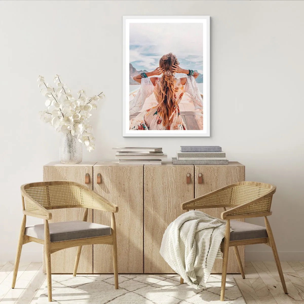 Poster in cornice bianca - In cammino verso la felicità - 61x91 cm