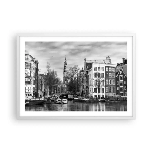 Poster in cornice bianca - Atmosfera di Amsterdam - 70x50 cm