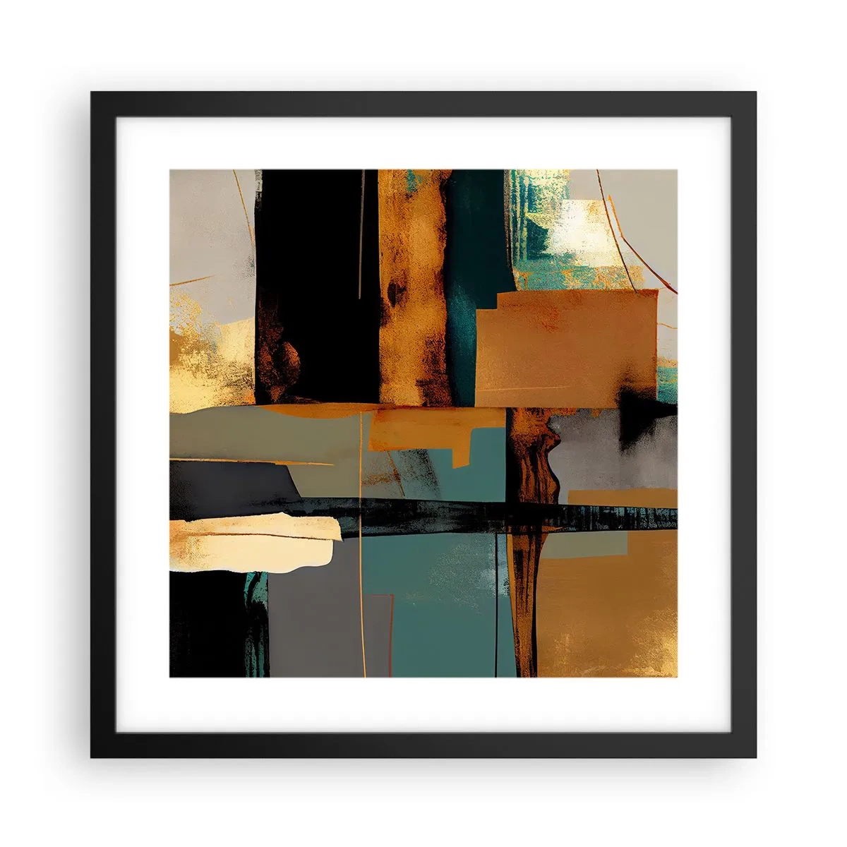 Poster in cornice nera - Astrazione: luci e ombre - 40x40 cm