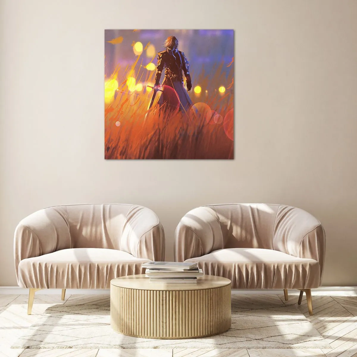 Quadro su vetro - Il cavaliere errante - 70x70 cm