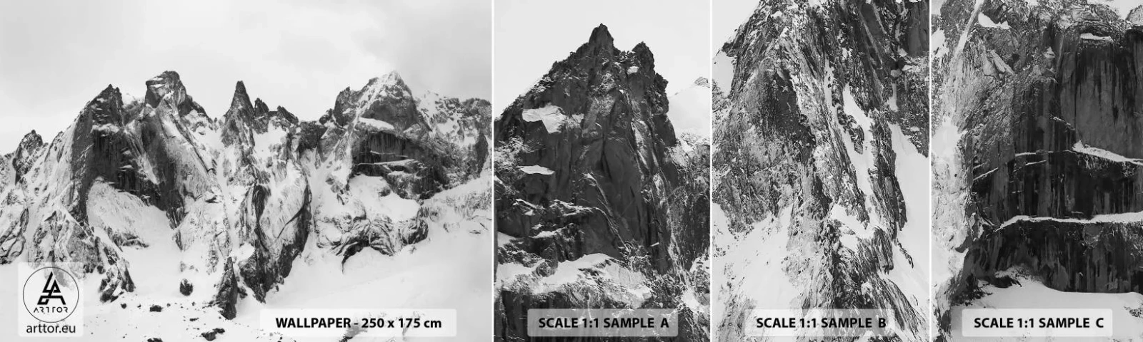 Campione di Fotomurale Adesivo Deluxe Sticker - Cresta minacciosa di granito - Paesaggio, Montagne, Alpi - 100x30 cm