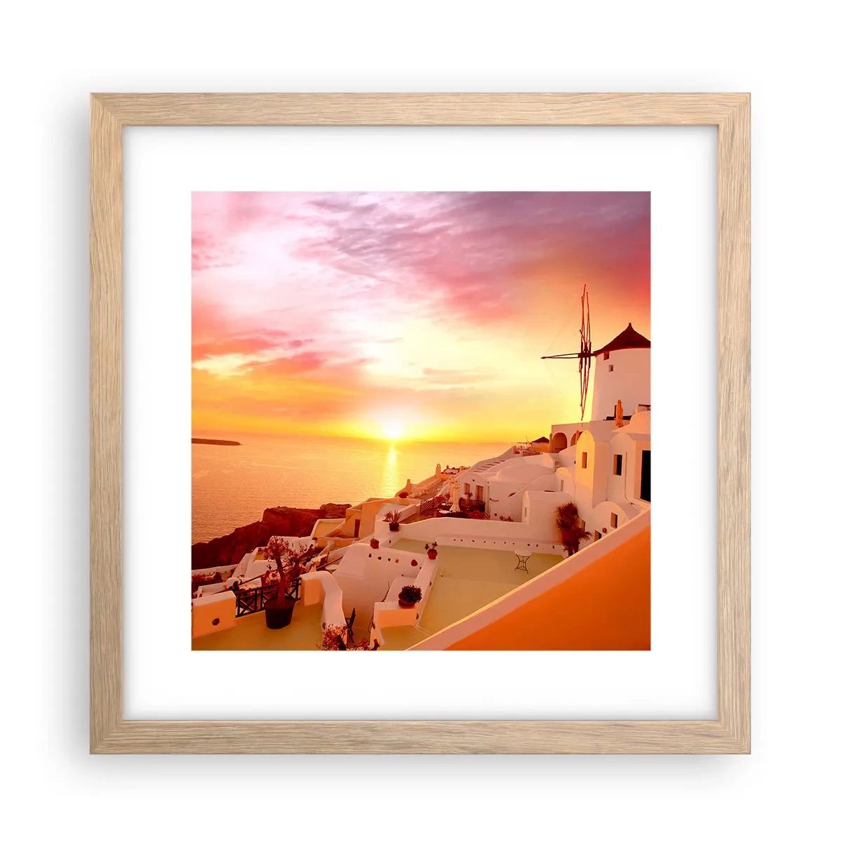 Poster in cornice rovere chiaro - Sciogliersi nel bianco e nell'oro - 30x30 cm