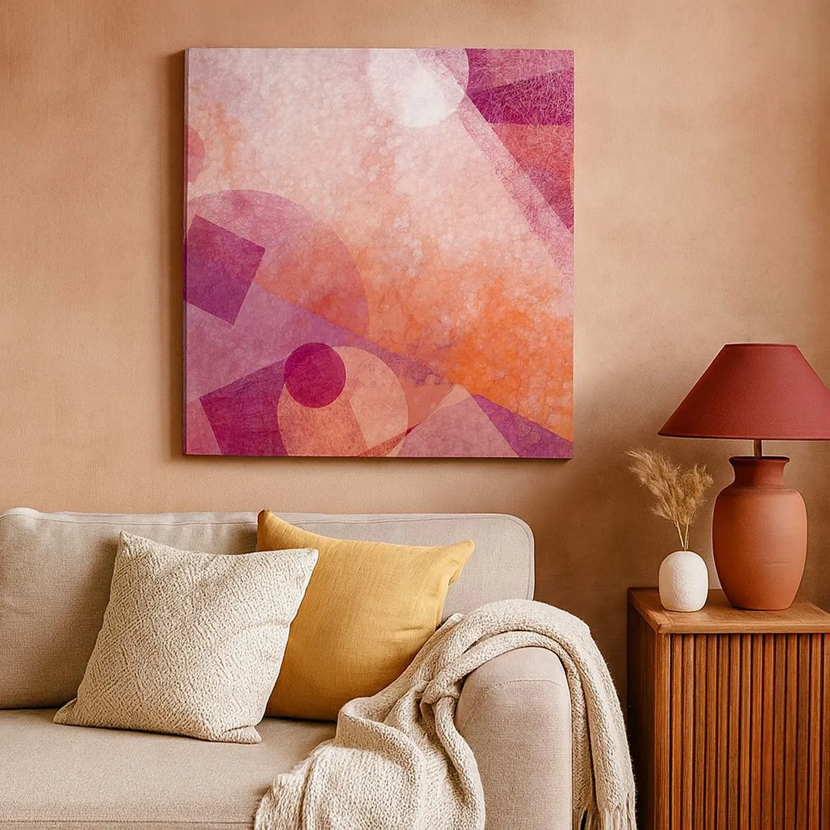 Quadro su tela - Stampe su Tela - Trasformazioni geometriche in rosa - 30x30 cm
