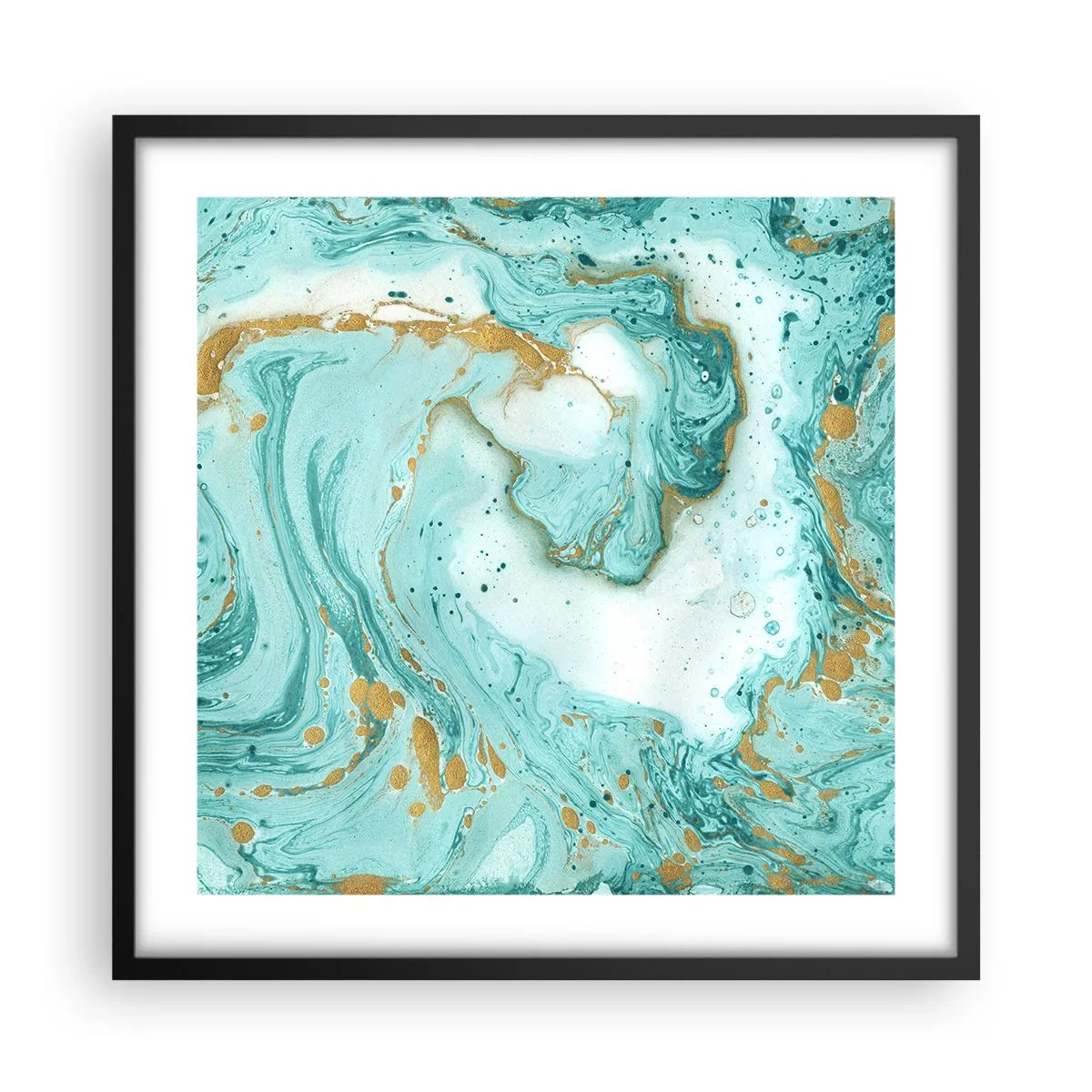 Poster in cornice nera - La grande onda del periodo Edo - 50x50 cm