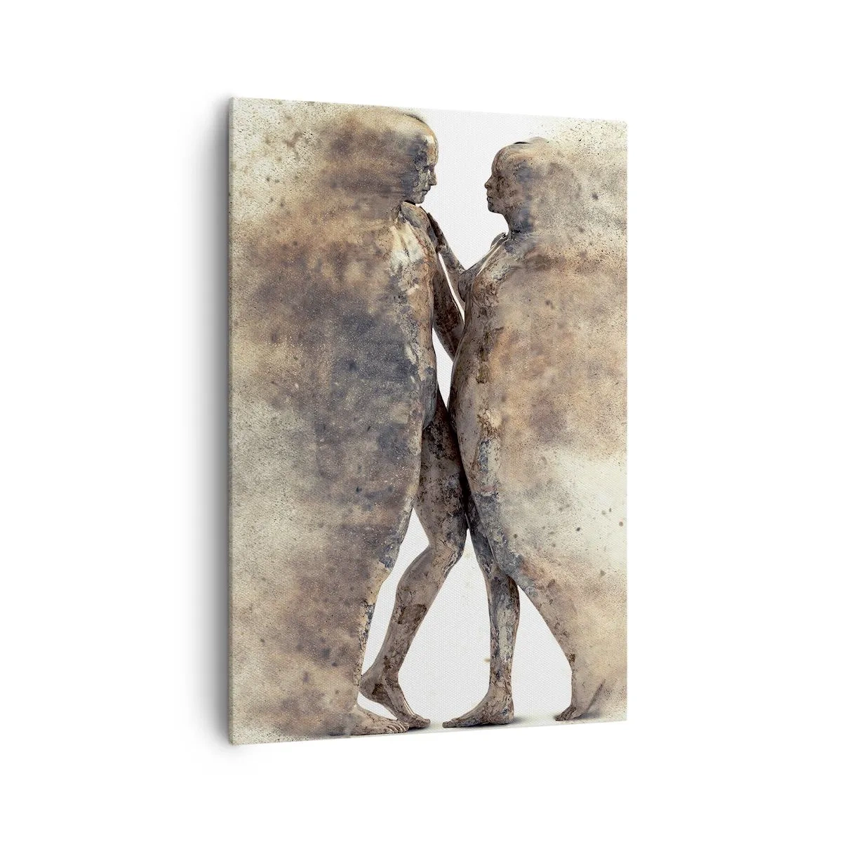 Quadro su tela - Stampe su Tela - Un duo astratto di silhouette in tonalità sabbia - 70x100cm - Nati dalla polvere, per amare - Decorazione murale moderna per soggiorno e camera da letto ARTTOR
