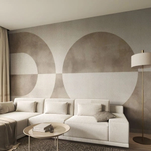 Fotomurali Premium Canvas - Un dipinto astratto nei toni del beige con forme geometriche e simmetria. - 100x70cm - Analogie e differenze - Decorazione murale moderna per soggiorno e camera da letto ARTTOR