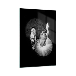 Quadro su vetro - Un'immagine in bianco e nero di due ballerine in una posa dinamica. - 70x100cm - Yin e yang -  equilibrio ideale - Decorazione murale moderna per soggiorno e camera da letto ARTTOR