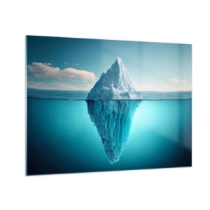 Quadro su vetro - Un iceberg che galleggia nell'oceano, di cui una parte è visibile sott'acqua. - 70x50cm - Il re del ghiaccio - Decorazione murale moderna per soggiorno e camera da letto ARTTOR