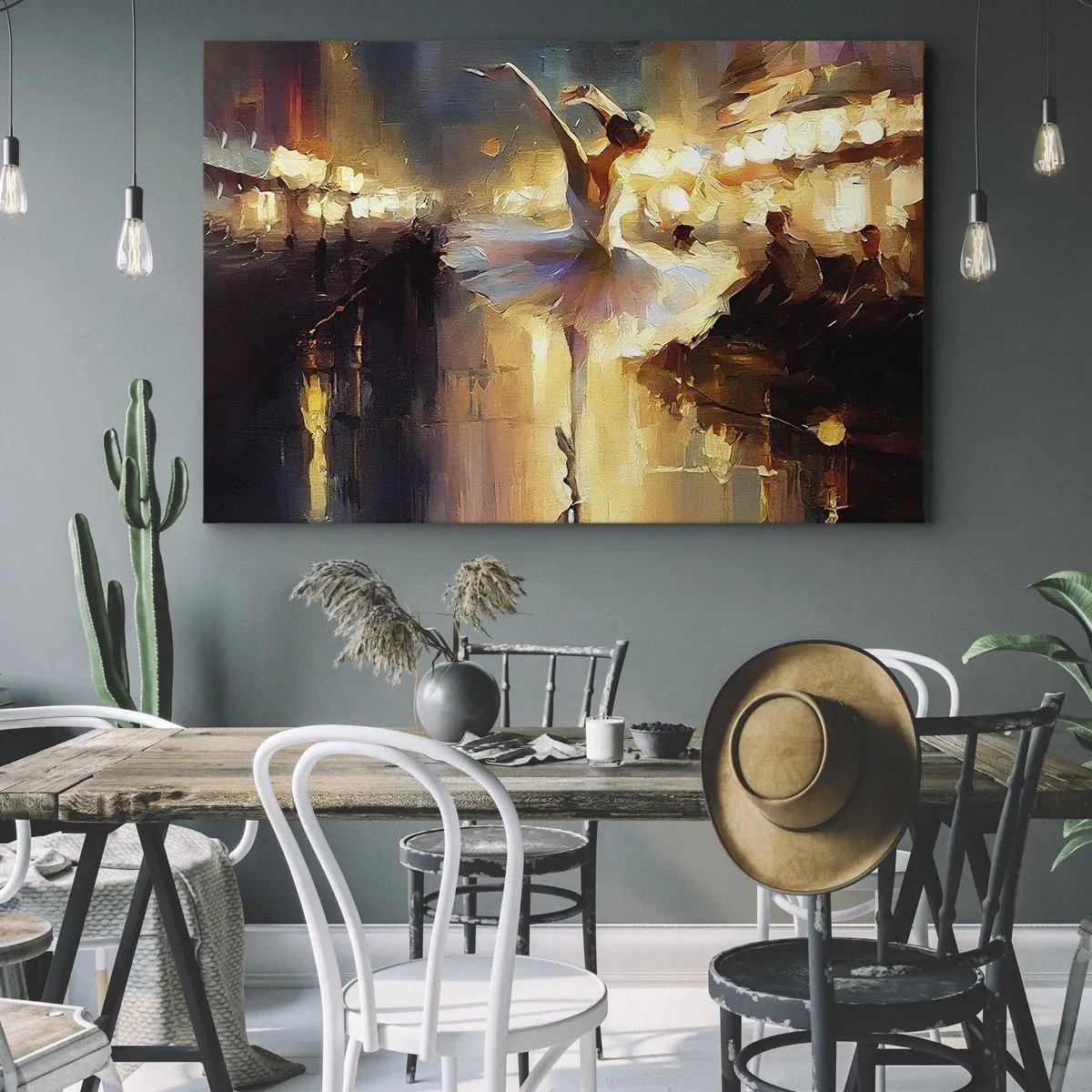 Quadro su tela - Stampe su Tela - Una ballerina che balla davanti a un palco illuminato - 100x70cm - Miracolo nella strada - Decorazione murale moderna per soggiorno e camera da letto ARTTOR