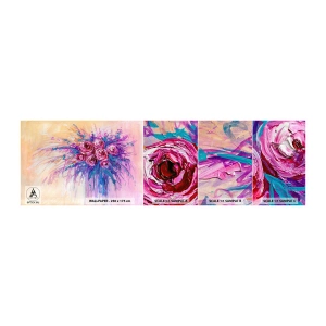Campione di Fotomurale Adesivo Deluxe Sticker - Fontana rosa - Fiori, Mazzo di fiori, Rosa - 100x30 cm