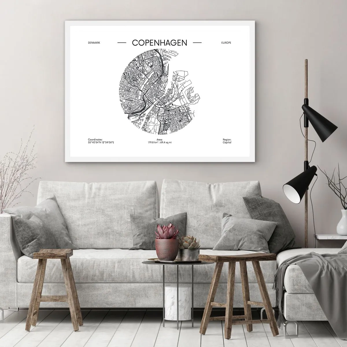 Poster in cornice bianca - Anatomia di Copenaghen - 91x61 cm