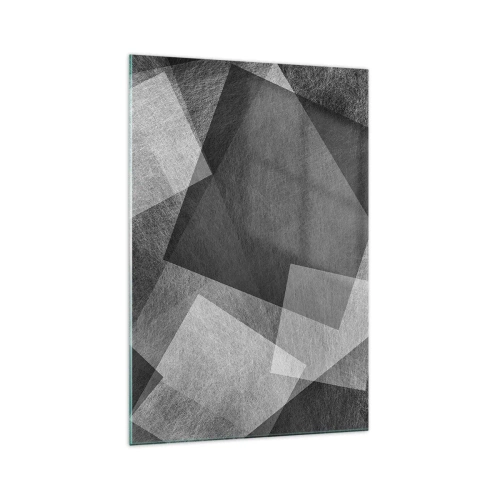 Quadro su vetro - Astrazione in bianco e nero con forme geometriche - 70x100cm - Simbolo eterno di ordine e durata - Decorazione murale moderna per soggiorno e camera da letto ARTTOR