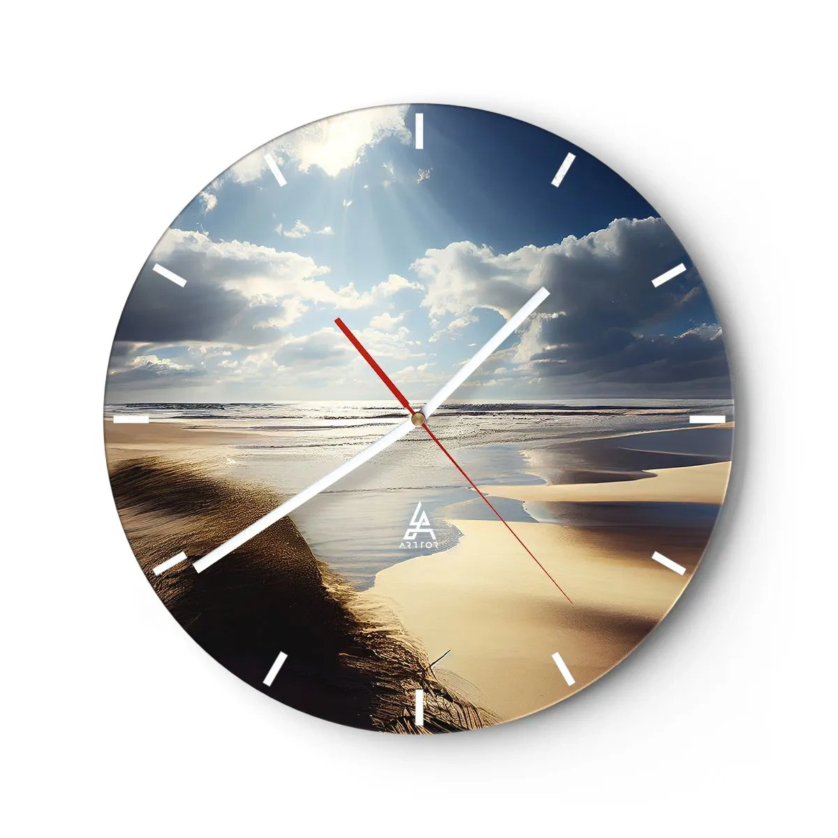 Orologio da parete - Orologio in Vetro - Spiaggia incontaminata - 40x40 cm