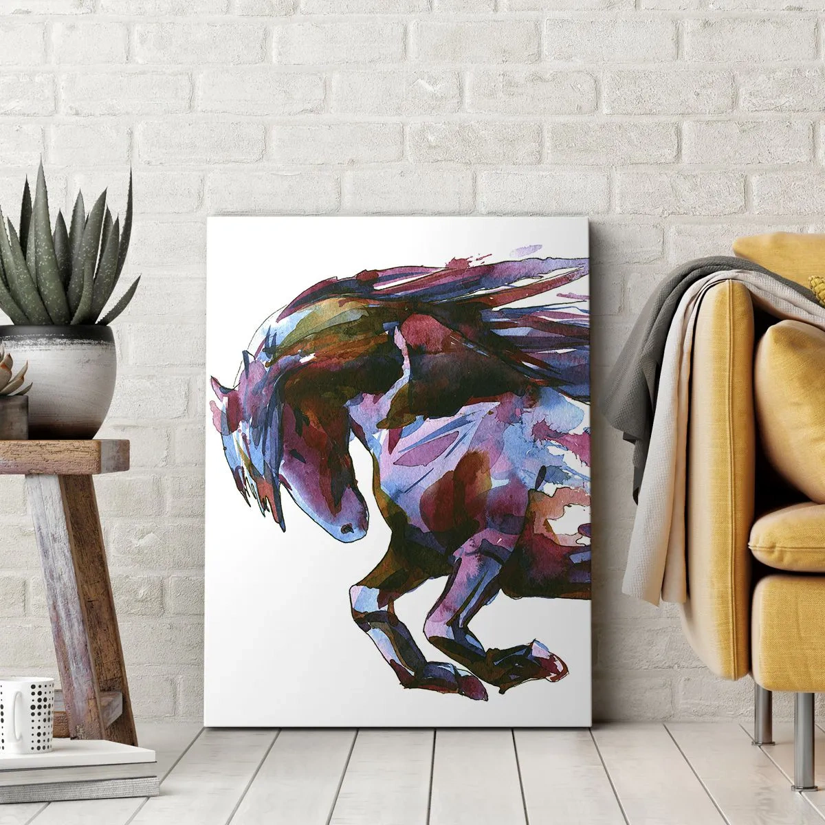 Quadro su tela - Stampe su Tela - Un cavallo dai colori astratti e dinamici che simboleggia la libertà - 50x70cm - In estasi - Decorazione murale moderna per soggiorno e camera da letto ARTTOR