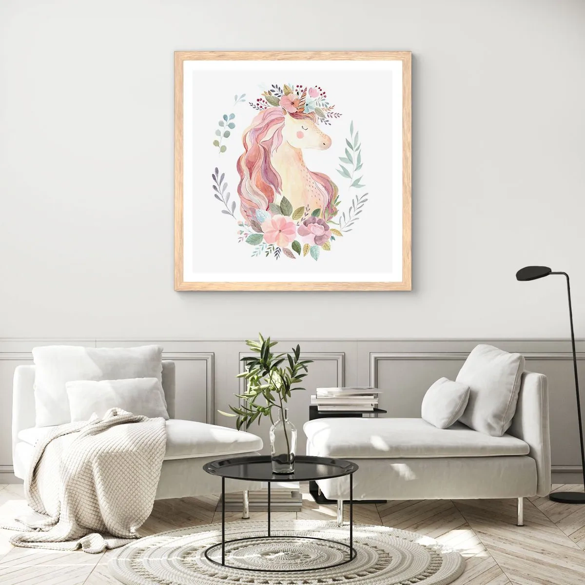 Poster in cornice rovere chiaro - Invito nel mondo delle favole - 30x30 cm