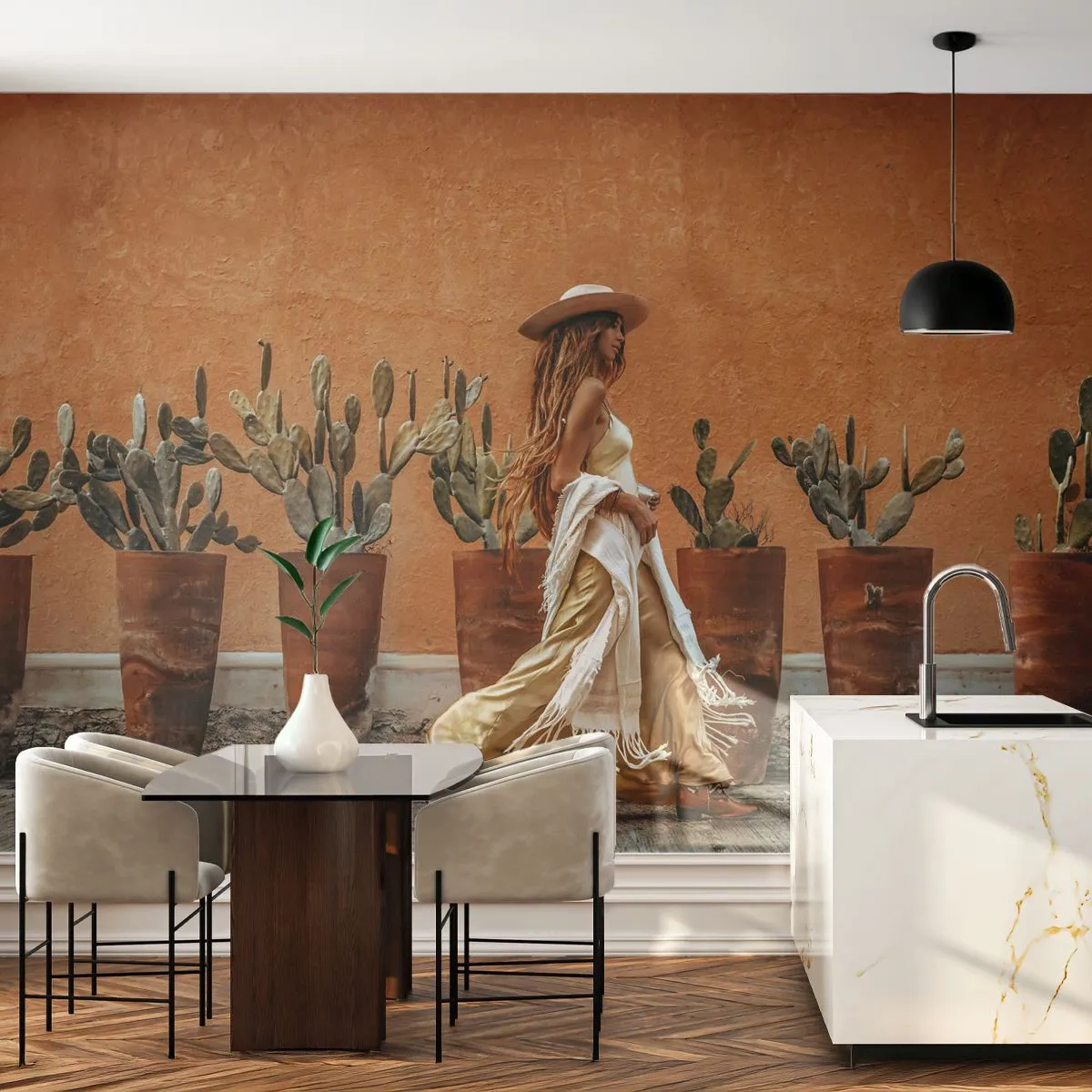 Fotomurali Standard Eco - In stile hippy - Boho, Donna, Cactus - 200x140 cm