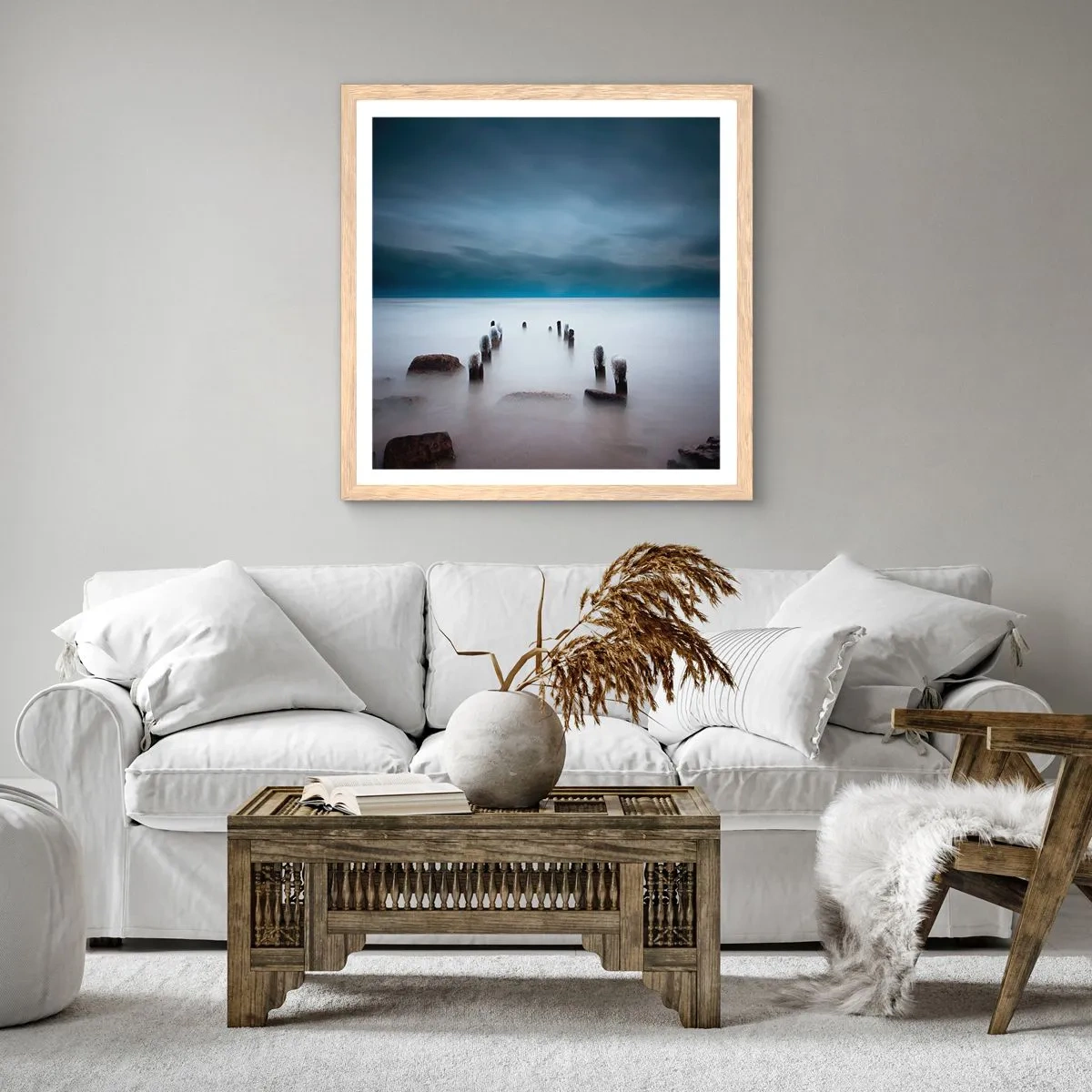 Poster in cornice rovere chiaro - Lago pensieroso - 40x40 cm