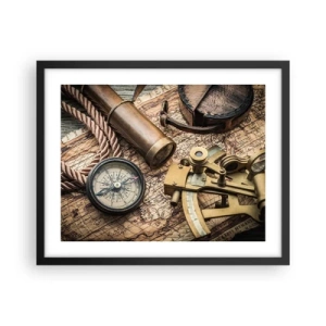 Poster in cornice nera - Traccia la rotta - 50x40 cm