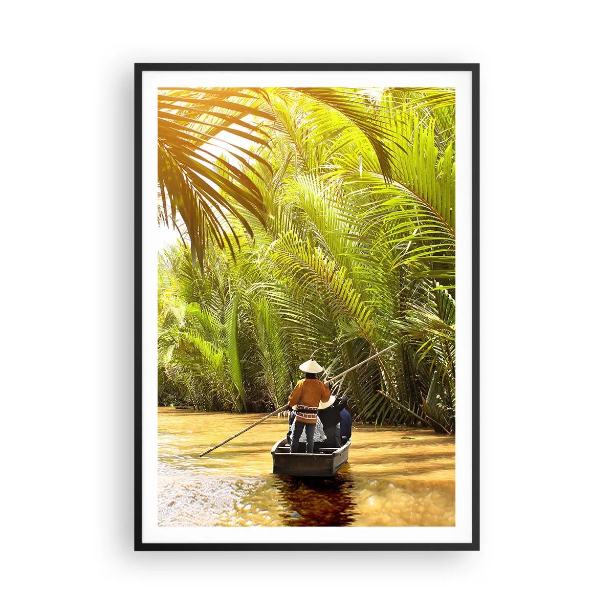 Poster in cornice nera - Tunnel di palme - 70x100 cm