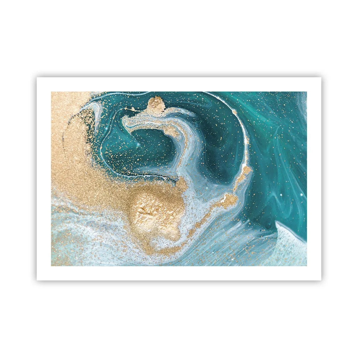 Poster - Vortice di oro e turchese - 70x50 cm