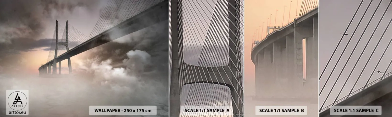 Campione di Fotomurale Adesivo Deluxe Sticker - Sul fiume che non c'è - Paesaggio, Ponte, Architettura - 100x30 cm