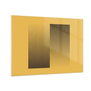 Quadro su vetro - Le linee verticali nere creano un'illusione geometrica - 70x50cm - La quadratura degli opposti - Decorazione murale moderna per soggiorno e camera da letto ARTTOR