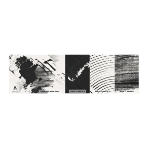 Campione di Fotomurale Adesivo Deluxe Sticker - Astrazione: espressione di nero - Pezzo, Moderno, Bianco e nero - 100x30 cm