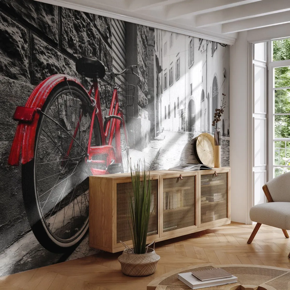 Fotomurali Premium Canvas - La vera bellezza non invecchia - Città, Architettura, Bicicletta - 350x256 cm