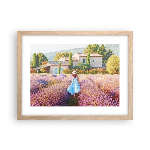 Poster in cornice rovere chiaro - La ragazza nella lavanda - 40x30 cm