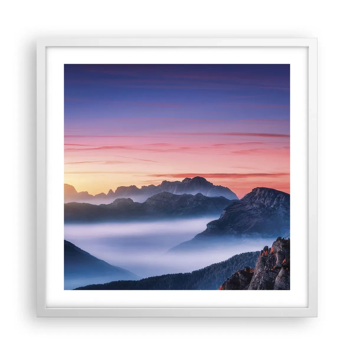 Poster in cornice bianca - Sopra le valli - 50x50 cm