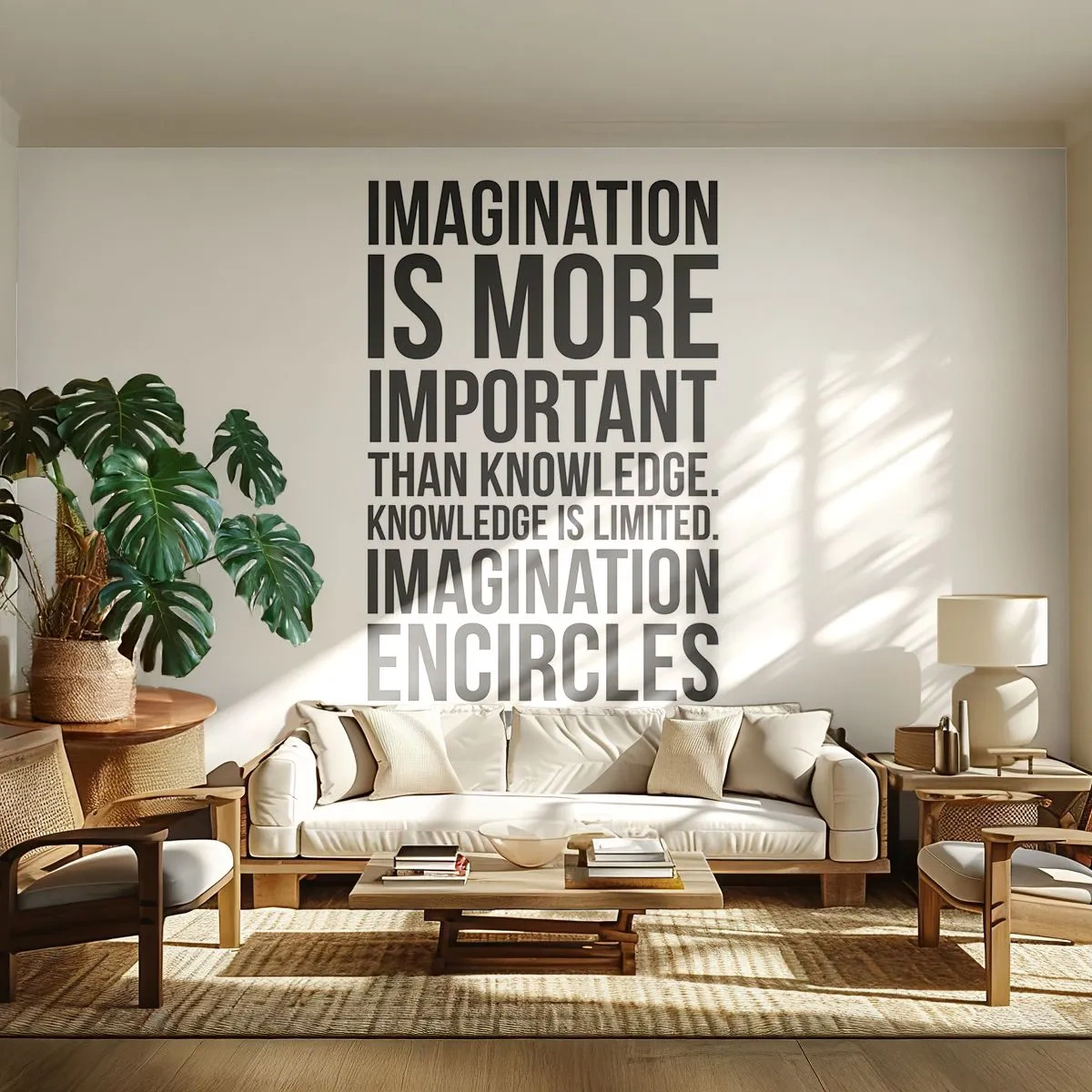 Fotomurali Autoadesivo Deluxe Sticker - Einstein sul potere dell'immaginazione - Tipografia, Affermazione, Massima - 150x105 cm
