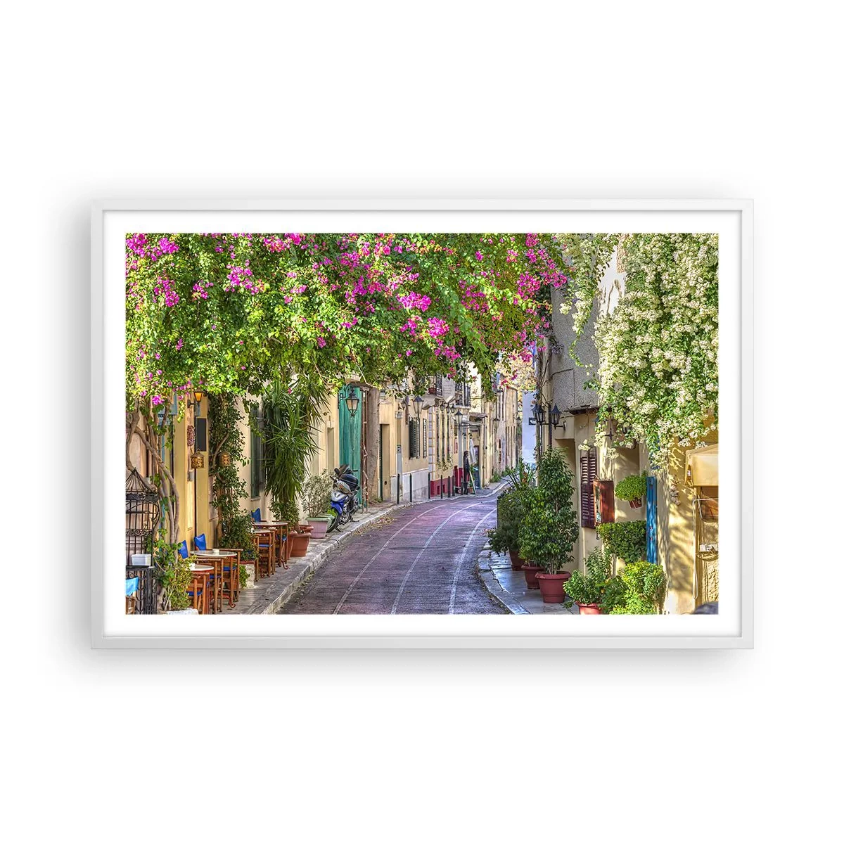 Poster in cornice bianca - Angolo fiorito - 91x61 cm