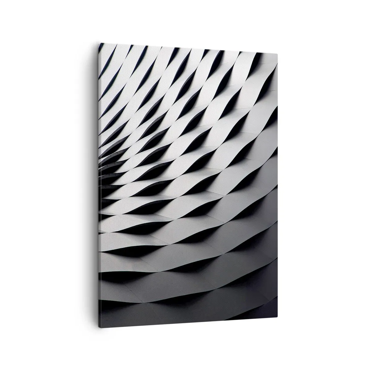Quadro su tela - Stampe su Tela - Motivo geometrico astratto nei toni del bianco e del nero - 50x70cm - Sulla cresta dell'onda - Decorazione murale moderna per soggiorno e camera da letto ARTTOR