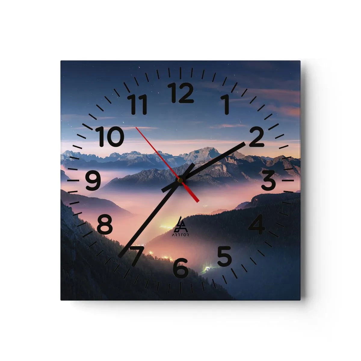 Orologio da parete - Orologio in Vetro - La luce nelle valli - 40x40 cm