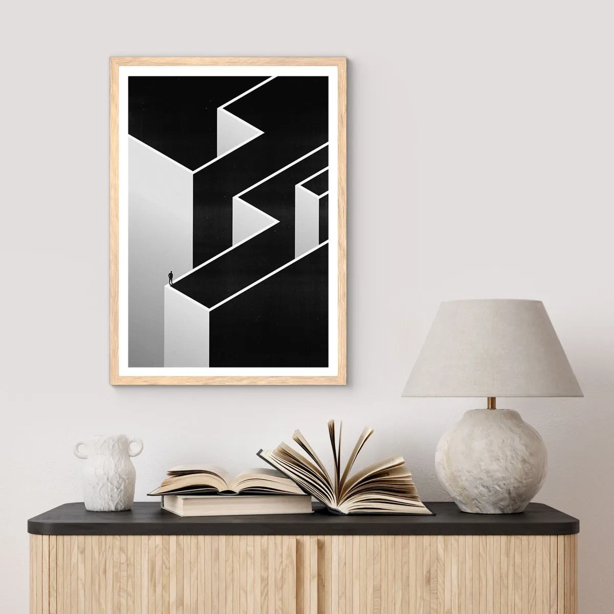 Poster in cornice rovere chiaro - Solitudine al vertice - 30x40 cm