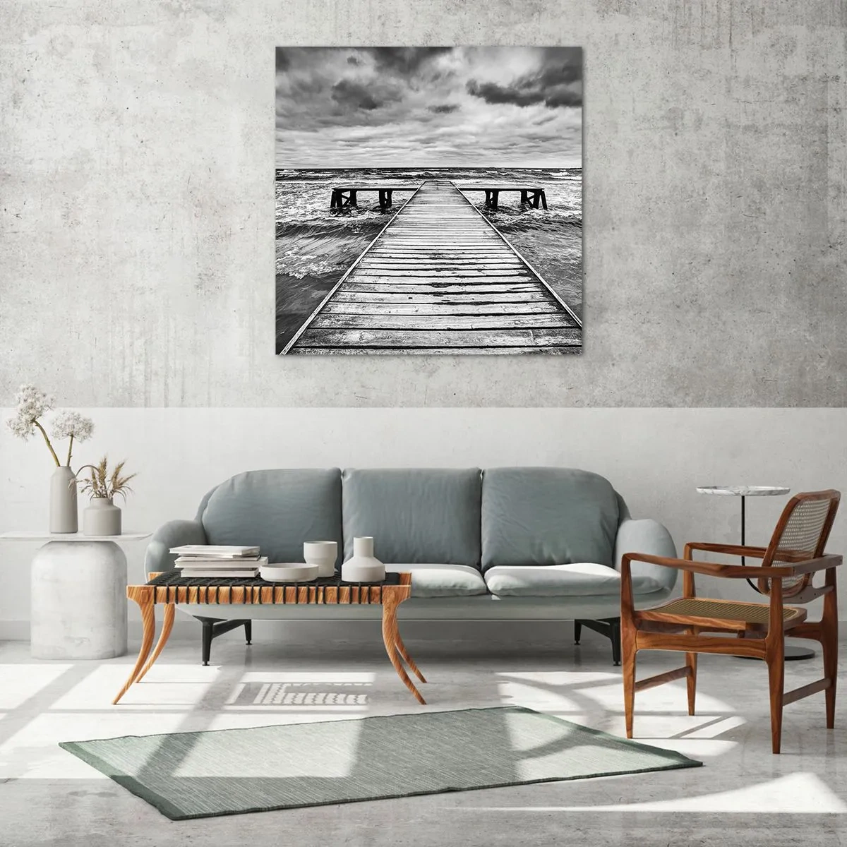 Quadro su vetro - Aspetto che il vento le scacci via... - 60x60 cm