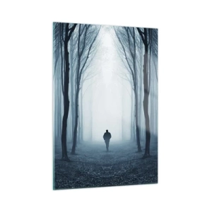 Quadro su vetro - Una figura in una foresta oscura con la nebbia sullo sfondo - 50x70cm - E tutto è semplice e chiaro - Decorazione murale moderna per soggiorno e camera da letto ARTTOR