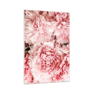 Quadro su vetro - Delicate peonie rosa in un ambiente delicato - 70x100cm - Sogno rosa - Decorazione murale moderna per soggiorno e camera da letto ARTTOR