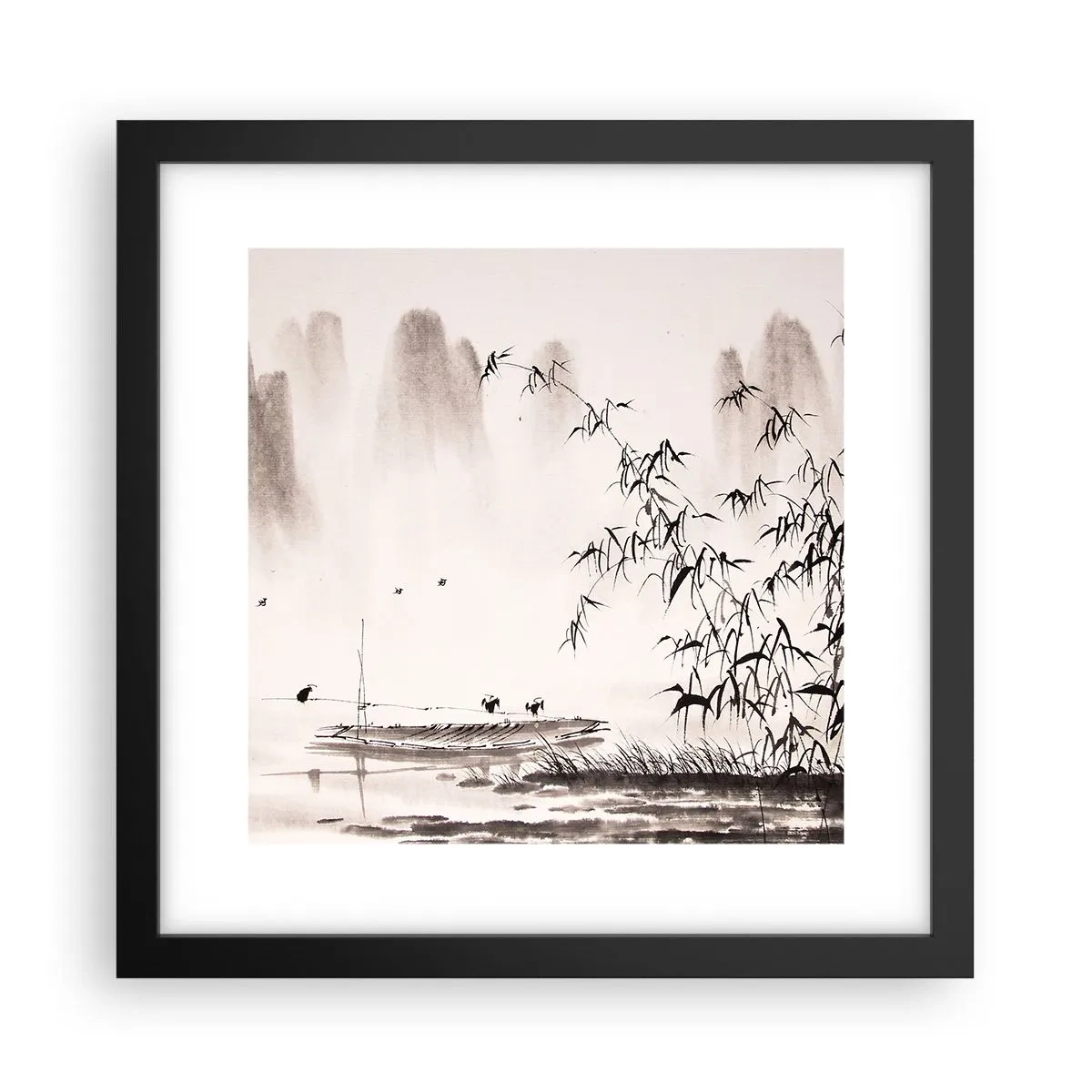 Poster in cornice nera - Il silenzio dei campi di riso - 30x30 cm