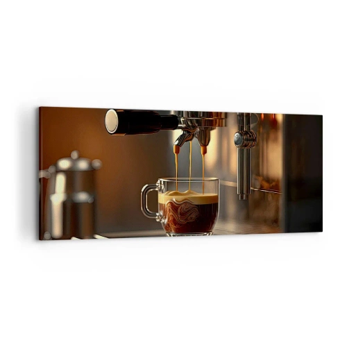 Quadro su tela - Stampe su Tela - Macchina da caffè con una tazza di espresso aromatico - 120x50cm - Miscela sensuale - Decorazione murale moderna per soggiorno e camera da letto ARTTOR