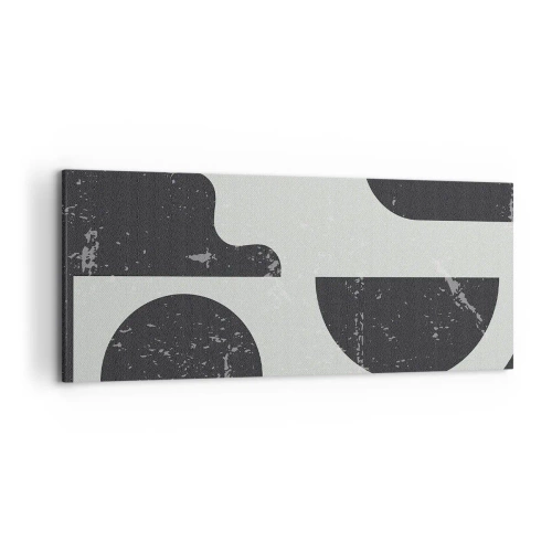 Quadro su tela - Stampe su Tela - Motivi geometrici nelle tonalità del nero e del grigio - 120x50cm - Composizione sopra e sotto - Decorazione murale moderna per soggiorno e camera da letto ARTTOR